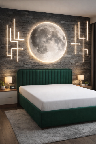 Wooden master bedroom interior